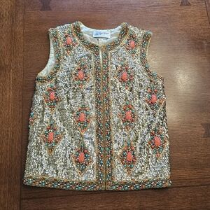 Saks Fifth Avenue Vintage Hong Kong Jeweled Beaded Vest XS